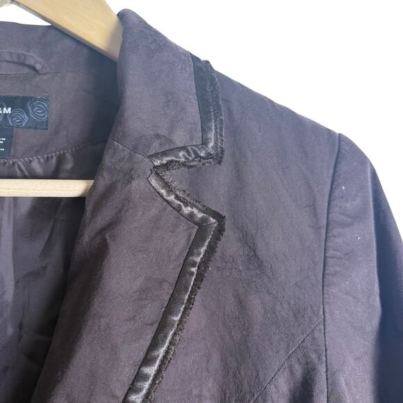 Vintage Y2K H&M Brown Satin Trim Single Breasted Blazer Jacket Size 8 - Picture 3 of 11